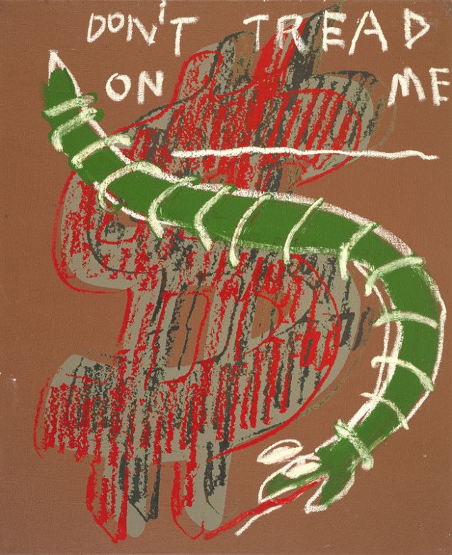 Andy Warhol & Jean-Michel Basquiat , Dollar Sign / Don't tread on me, 1985. (Pressefoto)