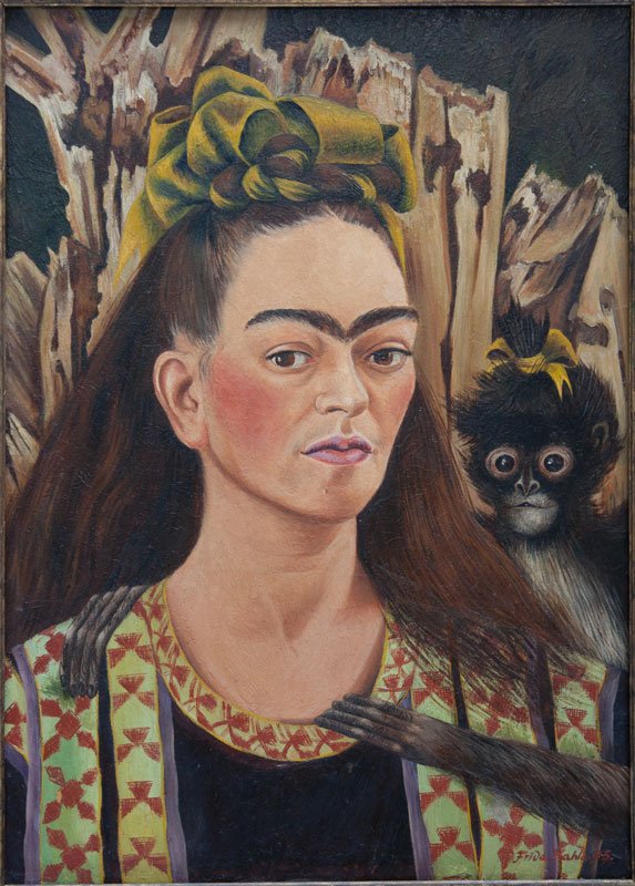 Frida Kahlo Selvportræt med abe, 1945. Robert Brady Museum, Cuernavaca, Mexico (Foto: Antonio Berlanga)