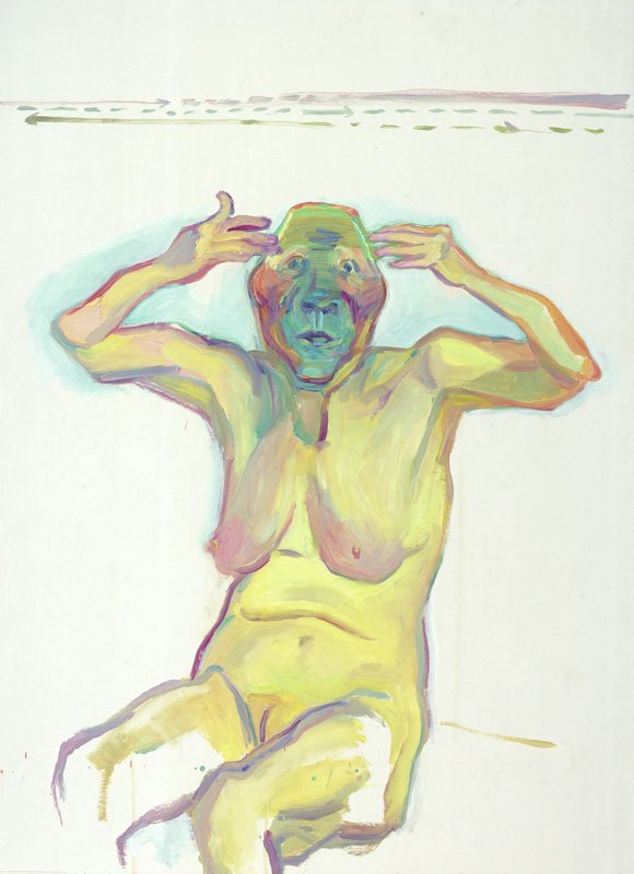 Maria Lassnig: Zweifel (Tvivl), 2004-2005. Privat samling (Hauser & Wirth)