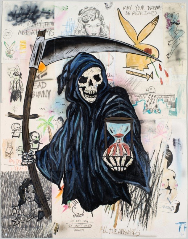 Wes Langs Wishes Fulfilled, 2013.  96,5 x 76 cm Mixed media on paper. Foto: Simon Høgsberg