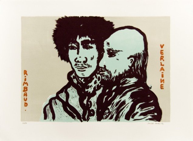 ’Rimbaud & Verlaine’, 2009. Litografi, 50/70 cm, oplag 50 ex. 
