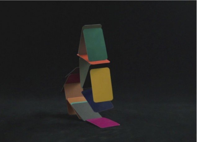 Ebbe Stub Wittrup: House of cards, 2013. 16 mm silent colored film, 3 min. 11 sec. Two Faced Vase, Martin Asbæk Gallery, 2013. Foto: David Stjernholm.