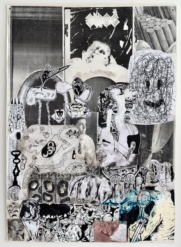 Zven Balslev: Choc, 2014. Collage, 70 x 50 cm. Foto: Marie Kirkegaard Gallery