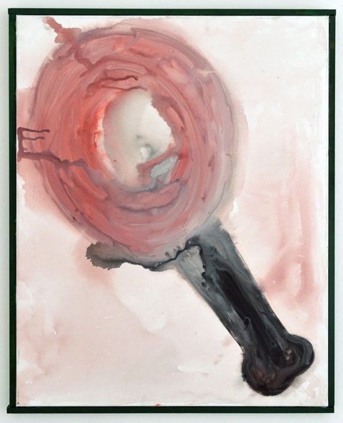 Zven Balslev: Kyllingelår, 2014. Akryl på papir, 100x83 cm. På GOURMEAT, Marie Kirkegaard Gallery til d. 8/11. Foto: Marie Kirkegaard Gallery