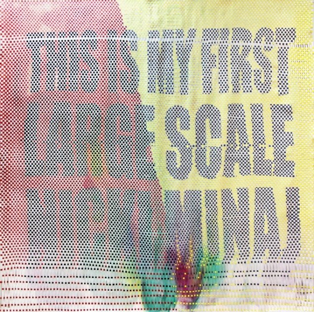 Ditte Ejlerskov: This is My First Large Scale Nicki Minaj Weave, 2014. Olie på lærred, vævet, 200x200 cm. På Bow Down Bitches, LARMgalleri til d. 8/11. Foto: P. Wessel