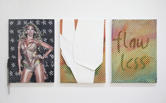 Ditte Ejlerskov: The Flawless Beyoncé Triptych, 2014. Olie på lærred, 3 stk. af 46x65 cm. På Bow Down Bitches, LARMgalleri til d. 8/11. Foto: P. Wessel