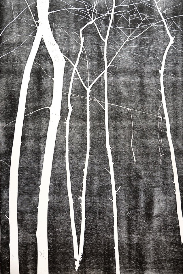 Anne Skole Overgaard: Træer, 2015, træsnit. Foto: Anne Skole Overgaard