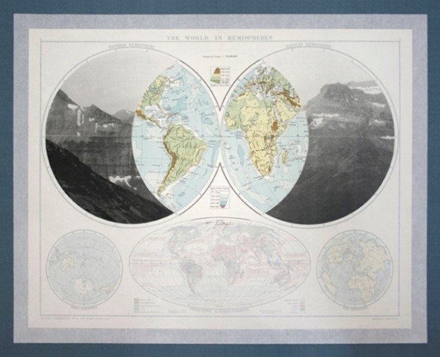 The World in Hemispheres. Fra serien "The Victory Atlas". Collage, 2012. (Foto: Elena Damiani)