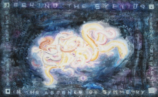 Behind the Eyelids, 2010. Akvarel og akryl på papir.