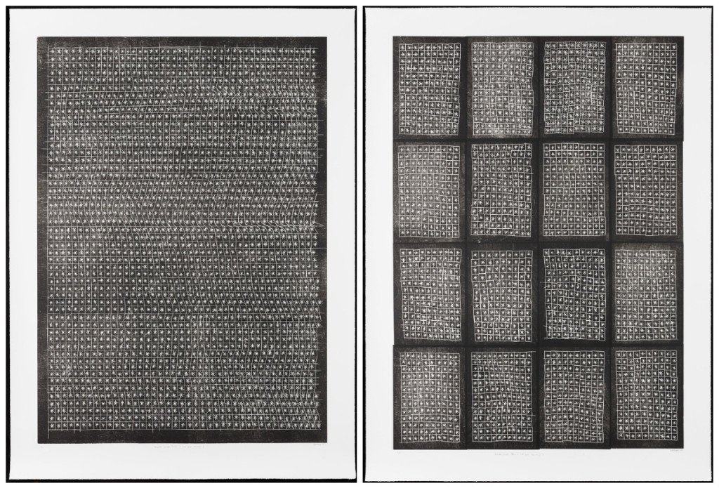 Wooden Scripts (How I love your obscure), 1-6, 2015. Træsnit på papir. 123 x 90 cm. Foto: Anders Sune Berg