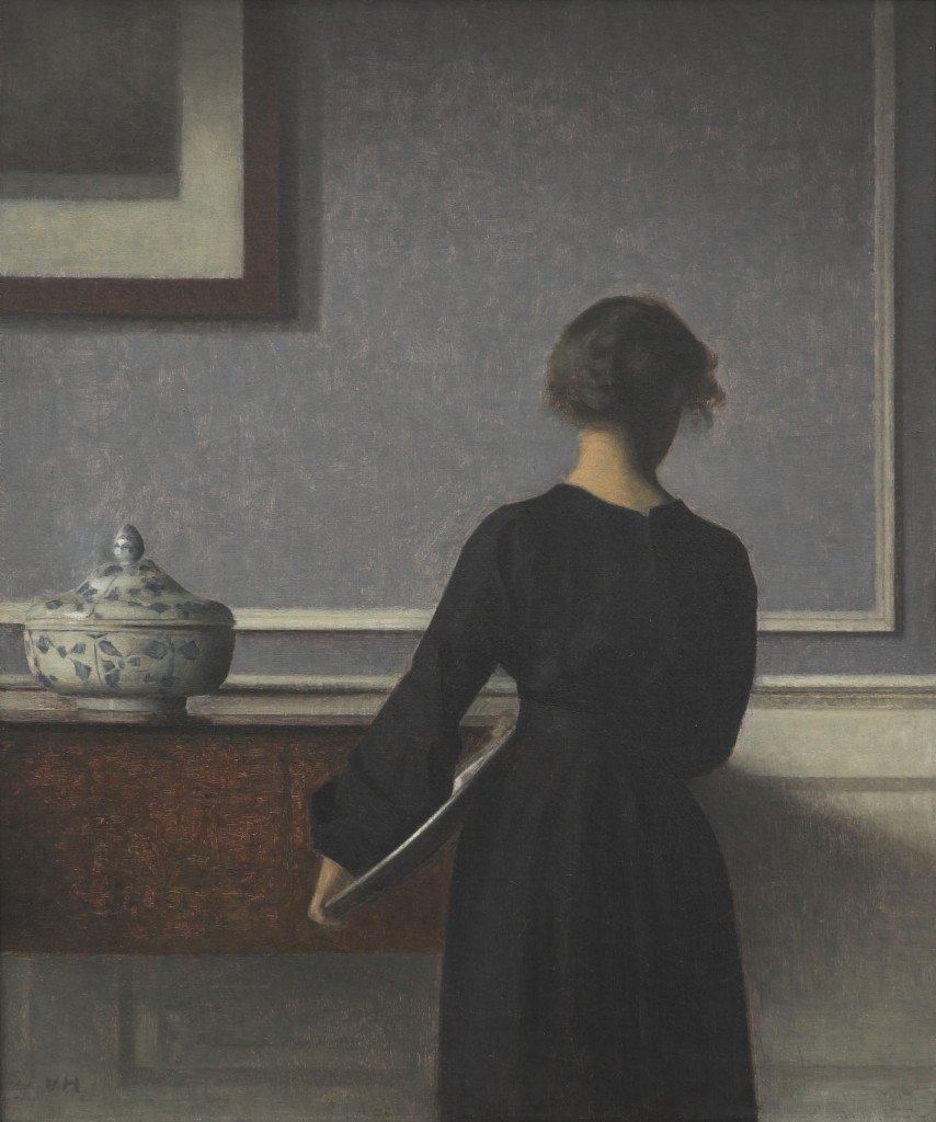 Vilhelm Hammershøi: Interiør, ung kvinde set fra ryggen, 1904, Randers Kunstmuseum