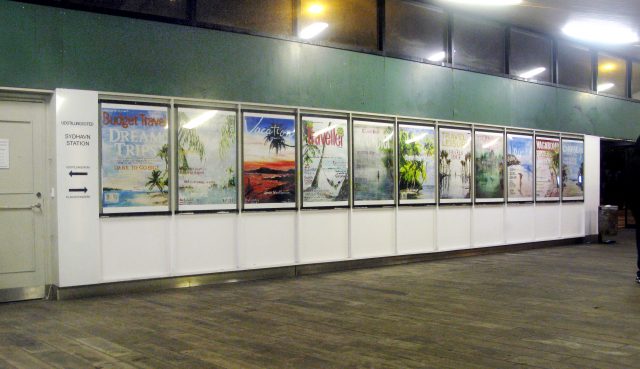 The Travel Magazine Series, 2012. 14 plakater på Sydhavn Station, København. Foto: Ditte Ejlerskov