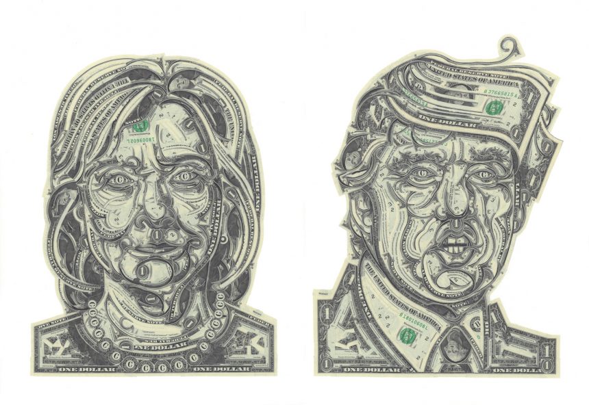 Hillary og Trump i kunsten