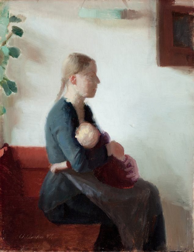 Anna Ancher, SMK, Statens museum for kunst, ung mor med barn