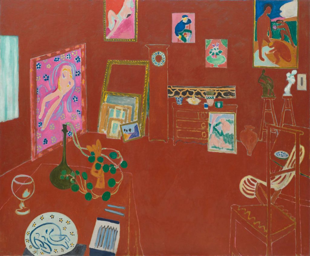 Henri Matisse. Det røde atelier, 1911. Olie på lærred, 181 x 219,1 cm. Mrs. Simon Guggenheim Fund, The Museum of Modern Art, New York. © Succession H. Matisse/VISDA 2023